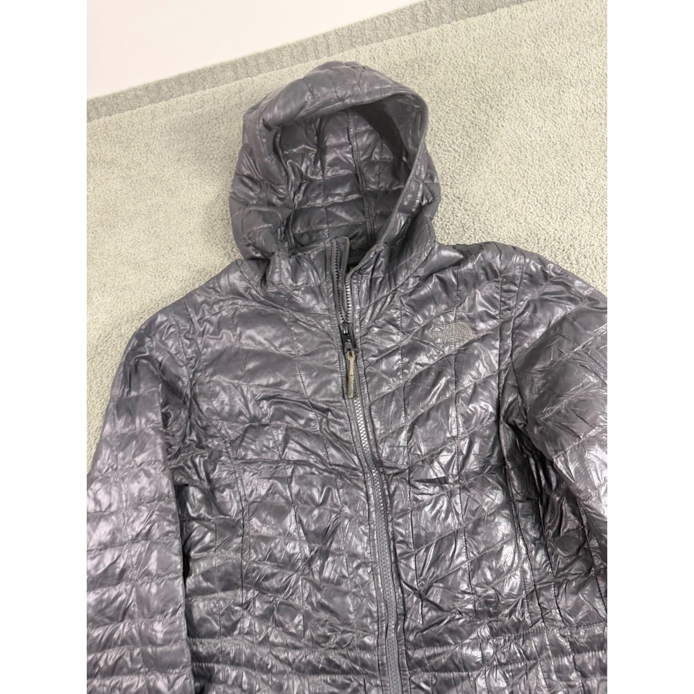 The North‎ Face Womens ThermoBall Insulated Hooded Parka Jacket Grey Medium 8480